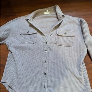 Woman’s Beige Button-Up Shirt